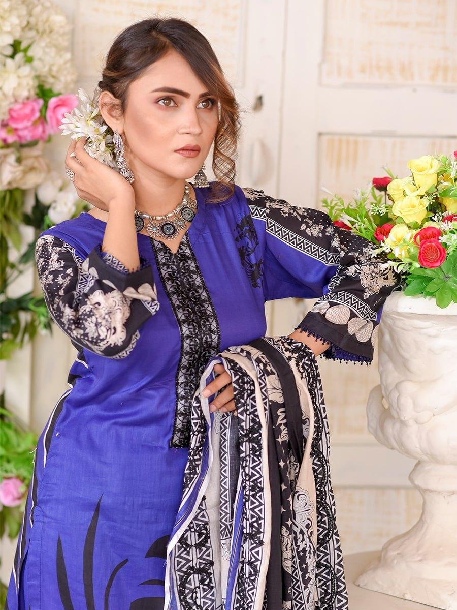 Aseer - Unstitched Embroidered 3Pc - Lawn Printed Embroidered Shirt With Printed Lawn Dupatta & Dyed Trouser - D-05 - Pehnawa Exclusive