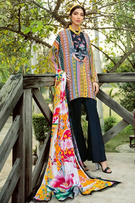 GulAhmed - Unstitched Embroidered 3Pc - Printed Shirt with Printed Dupatta & Dyed Trouser - CL-915 - Pehnawa Exclusive