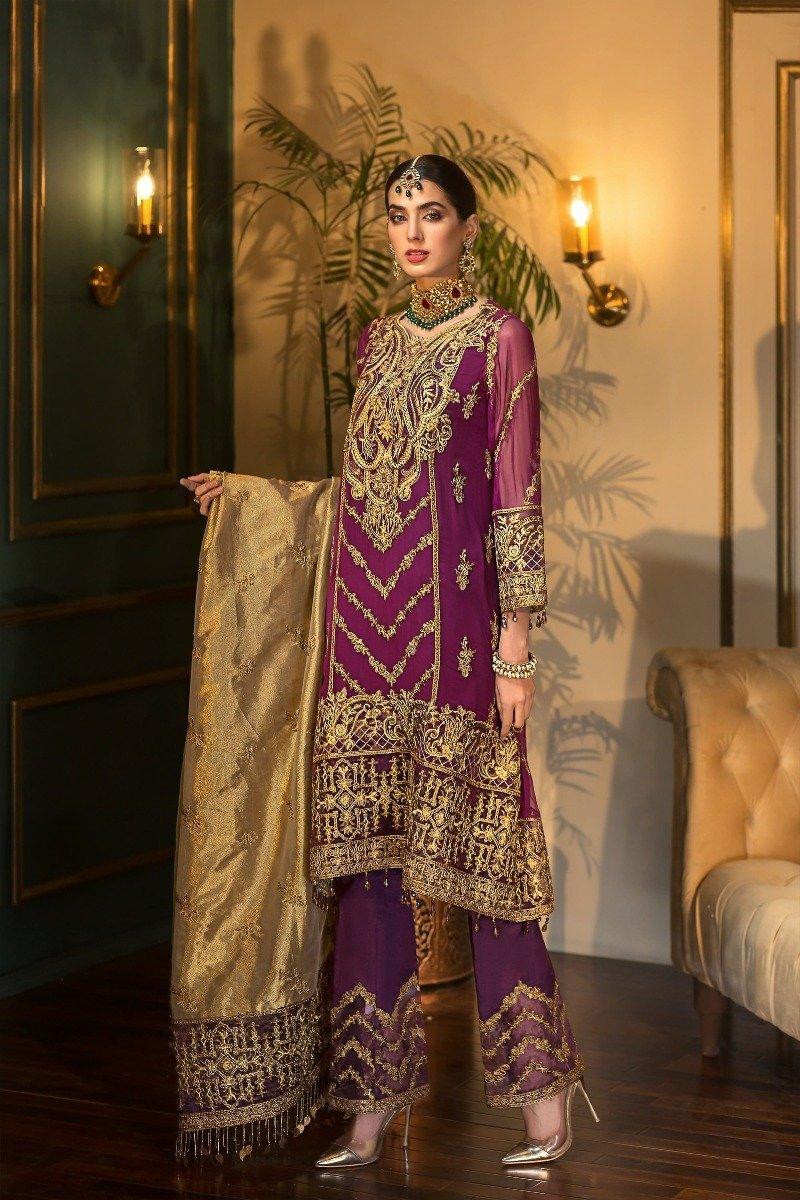 Mohagni - Unstitched 3pc - Embroidered Shirt & Embroidered Dupatta with Dyed Trouser - MX-02 - Pehnawa Exclusive