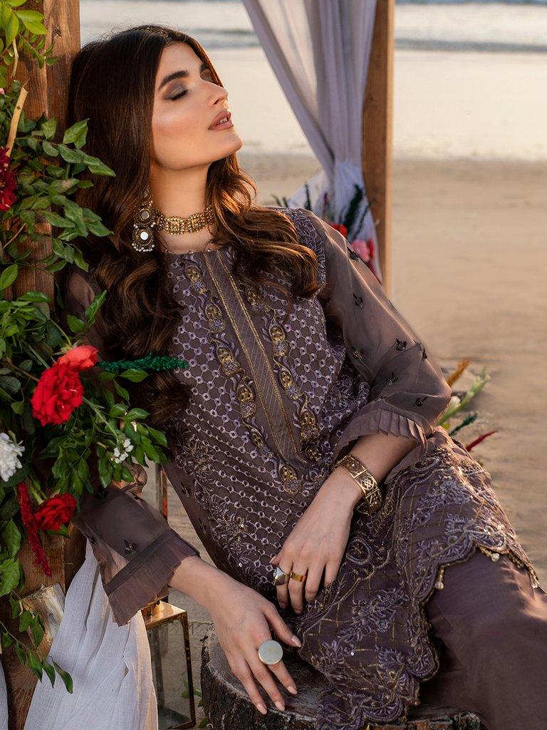 Salitex - Sandy  - 1pc Unstitched Luxury Embroidered Organza Shirt with Inner - Pehnawa Exclusive