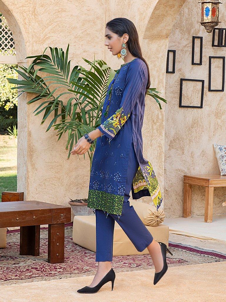 Salitex - Unstitched 3pcs Embroidered Shirt with Monar Dupatta with Dyed Trouser - Rococo (D-Sweet Berry) - Pehnawa Exclusive