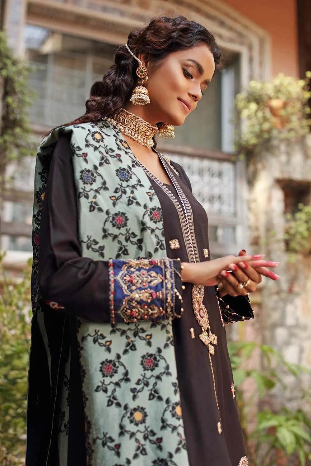 GulAhmed - 3PC Unstitched Embroidered Woolen Suit with Jacquard Shawl LJ-12006 - Pehnawa Exclusive