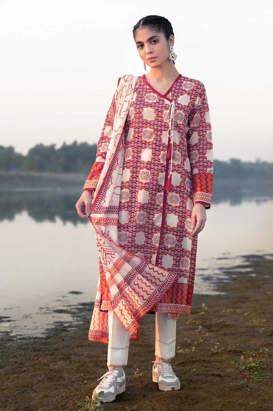 GulAhmed - 2PC Unstitched Printed Lawn Shirt With Printed Lawn Dupatta TL-303 A - Pehnawa Exclusive