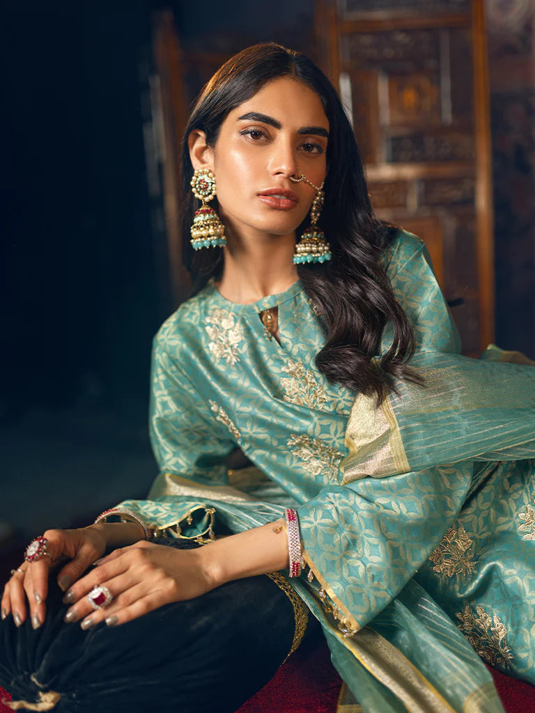 Salitex - Unstitched 3pc - Dyed Embroidered Jacquard Suit- Mehr-e-Gul WK-01163UT - Pehnawa Exclusive