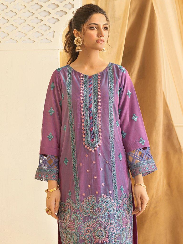 Salitex - Heather Jam - 1pc Unstitched Luxury Embroidered Chiffon Shirt with Inner (WK-00760) - Pehnawa Exclusive