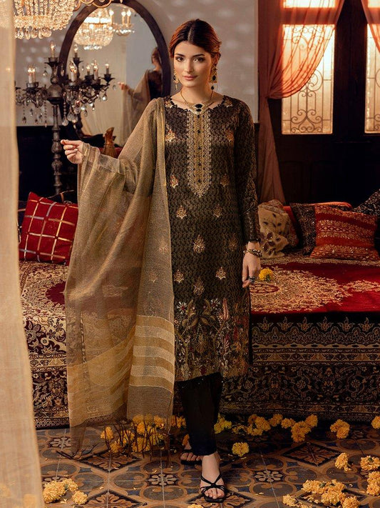 Salitex - Unstitched 3pc - Embroidered Jacquard Front with Plain Jacquard Back & Sleeves with Khaddi Net Dupatta & Dyed Cambric Trouser - (Mehr-e-Gul) (WK-00875) - Pehnawa Exclusive